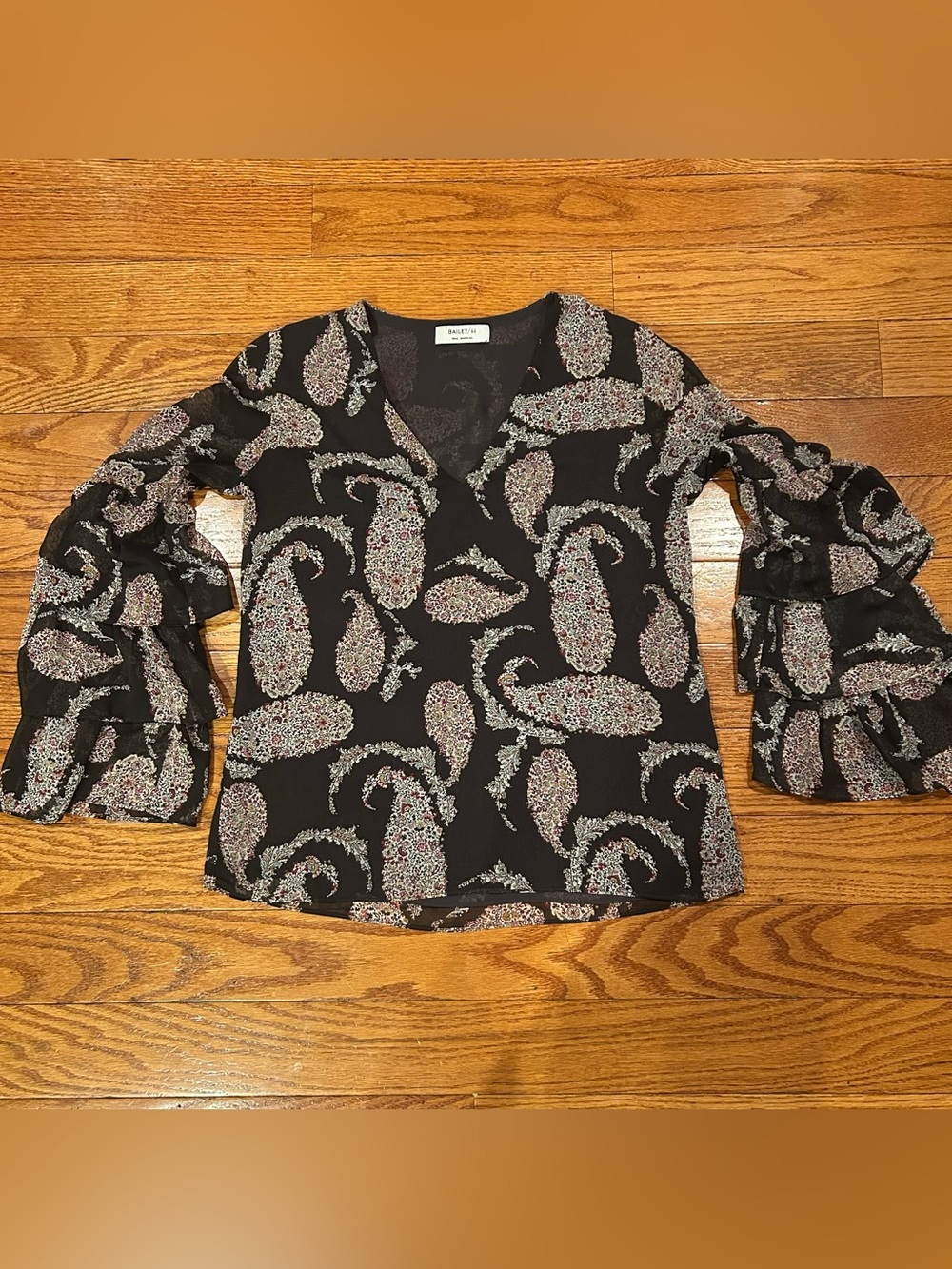 Bailey 44 Top Billing Paisley Tiered Ruffle Sleeve Blouse Women’s S Boho Flowy